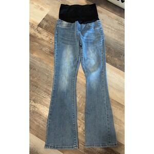 Love SoHo Maternity Jeans Flare Bell Bottoms Blue Denim Stretch Size S